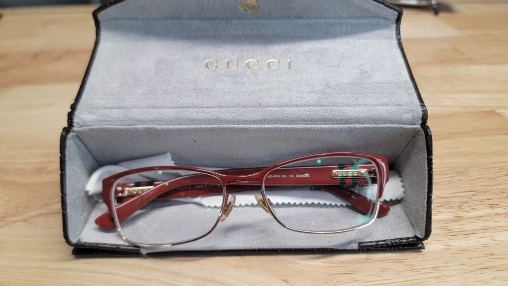 Gucci GG 4244 Square Brown Red Eyeglasses Optical Frame